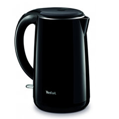 Чайник TEFAL KO260830, 1,7 л, 2150 Вт, закрытый нагревательный элемент, двойные стенки, пластик, черный