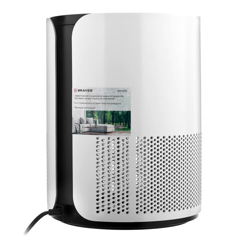 Очиститель воздуха BRAYER BR4930, мощность 25 Вт, площадь помещения до 18м2, ионизатор, 3 скорости, белый