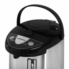 Термопот SONNEN TP-50, 5 л, 900 Вт, 1 температурный режим, 3 режима подачи воды, сталь, белый/<wbr/>серебро, 456711