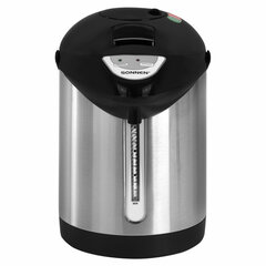 Термопот SONNEN TP-28, 3 л, 900 Вт, 1 температурный режим, ручной насос, сталь, черный/<wbr/>серебро, 456712