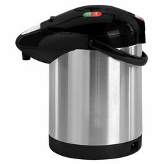 Термопот SONNEN TP-28, 3 л, 900 Вт, 1 температурный режим, ручной насос, сталь, черный/<wbr/>серебро, 456712