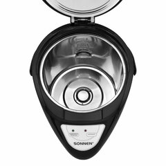 Термопот SONNEN TP-28, 3 л, 900 Вт, 1 температурный режим, ручной насос, сталь, черный/<wbr/>серебро, 456712