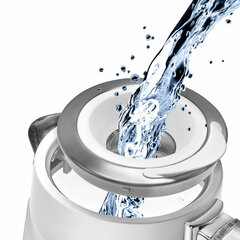 Чайник POLARIS PWK 1715 CGL, 1,7 л, 1850-2200 Вт, закрытый нагревательный элемент, стекло, белый, 54125