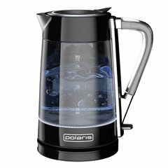 Чайник POLARIS PWK 1715 CGL, 1,7 л, 1850-2200 Вт, закрытый нагревательный элемент, стекло, черный, 48643