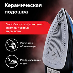 Утюг паровой SONNEN SI-2283, 2400 Вт, керамическое покрытие, антикапля, антинакипь, cиний, 456995