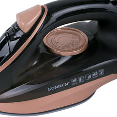 Утюг паровой SONNEN SI-6680, 2200 Вт, керамическое покрытие, антикапля, черный/<wbr/>розовый, 456997