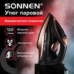 Утюг паровой SONNEN SI-6680, 2200 Вт, керамическое покрытие, антикапля, черный/<wbr/>розовый, 456997