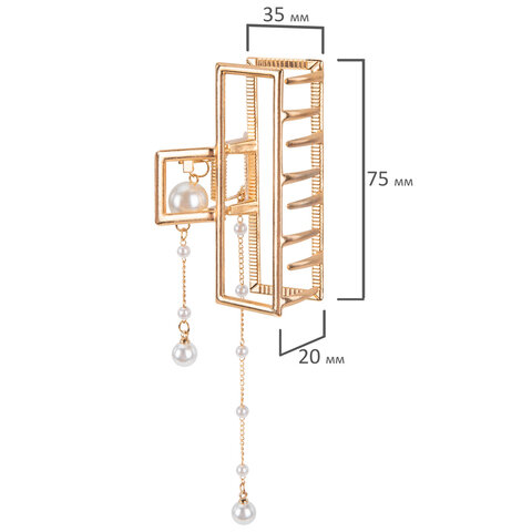 Краб для волос 7,5 см, с подвесками, золотистый, АССОРТИ, MONTE VITA (МОНТЕ ВИТА), 457019