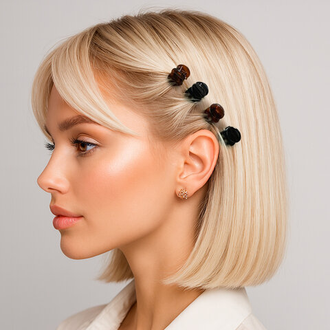 Крабы для волос НАБОР 12 шт., 0,8 см, черный, коричневый MONTE VITA (МОНТЕ ВИТА), 457026