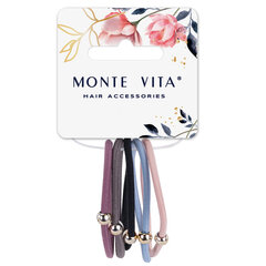 Резинки для волос НАБОР 5 шт., 0,3х14 см, с бусинкой, чёрный, фиолетовый, бежевый, MONTE VITA (МОНТЕ ВИТА), 457042