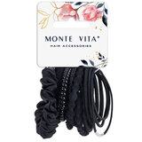 Резинки для волос НАБОР 14 шт., 8 видов форм, чёрный, MONTE VITA (МОНТЕ ВИТА), 457044