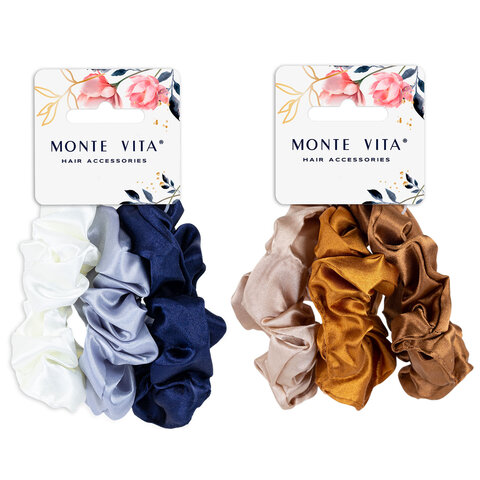 Резинки для волос НАБОР 3 шт., 3х19 см, скранч, АССОРТИ, MONTE VITA (МОНТЕ ВИТА), 457072