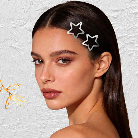 Заколки для волос НАБОР 10 шт., 3 см, клик-клак, звездочки, глянцевый, серебристый, MONTE VITA (МОНТЕ ВИТА), 457083 - фото 14