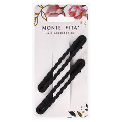 Заколки для волос НАБОР 2 шт., 8 см, зажим, soft touch, чёрный, MONTE VITA (МОНТЕ ВИТА), 457087