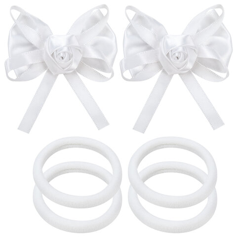 Набор для волос 6 шт.: 2 банта на заколке, 4 резинки, белый, MONTE VITA (МОНТЕ ВИТА), 457116