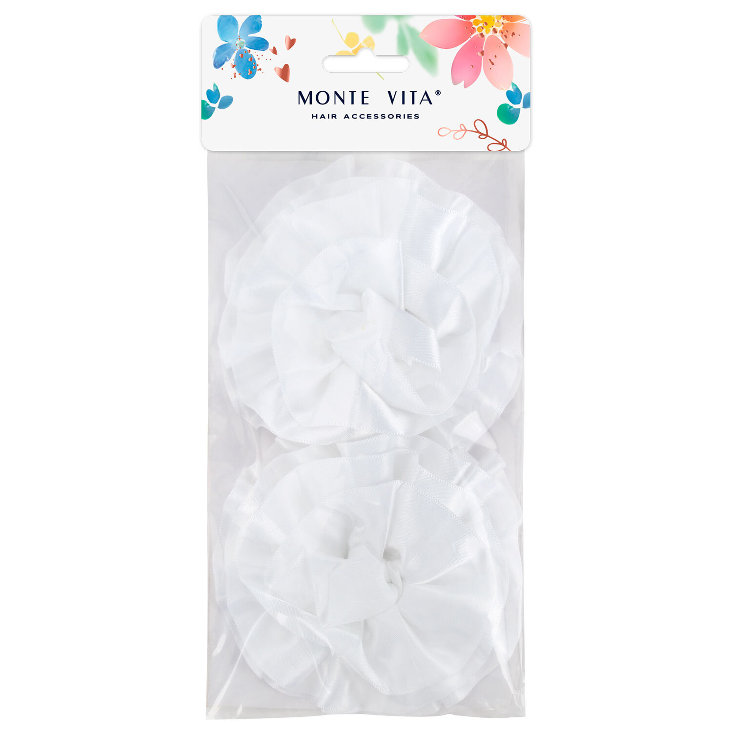 Банты для волос НАБОР 2 шт., 10 см на резинке, белый, АССОРТИ, MONTE VITA (МОНТЕ ВИТА), 457122