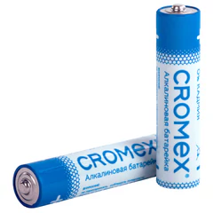 Батарейки алкалиновые &laquo;мизинчиковые&raquo; КОМПЛЕКТ 2 шт., CROMEX (КРОМЕКС) Alkaline, AAA (LR03, 24А), блистер, 457129