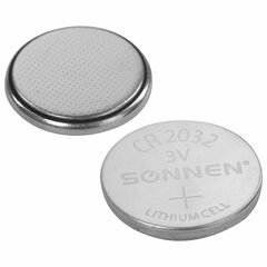 Батарейки литиевые SONNEN Lithium CR2032, &laquo;таблетки, дисковые, кнопочные&raquo;, КОМПЛЕКТ 4 шт., блистер, 457142