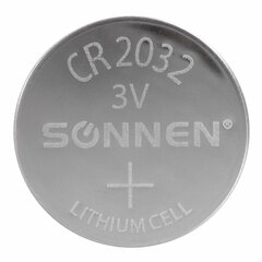 Батарейки литиевые SONNEN Lithium CR2032, &laquo;таблетки, дисковые, кнопочные&raquo;, КОМПЛЕКТ 4 шт., блистер, 457142