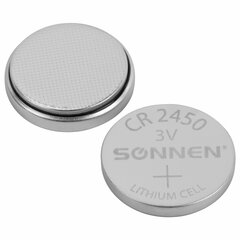 Батарейки литиевые SONNEN Lithium CR2450, &laquo;таблетки, дисковые, кнопочные&raquo;, КОМПЛЕКТ 5 шт., блистер, 457144