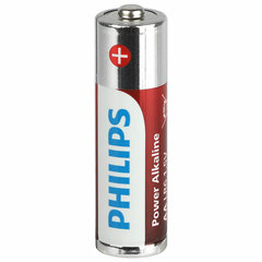 Батарейки алкалиновые "пальчиковые" КОМПЛЕКТ 4 шт., PHILIPS Power Alkaline, АА (LR6, 24А), блистер