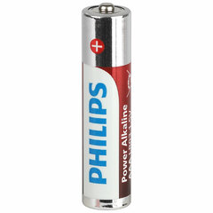 Батарейки алкалиновые "мизинчиковые" КОМПЛЕКТ 4 шт., PHILIPS Power Alkaline, ААА (LR03,15А), блистер