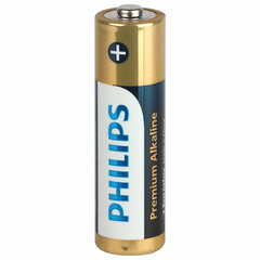 Батарейки алкалиновые "пальчиковые" КОМПЛЕКТ 4 шт., PHILIPS Premium Alkaline, АА (LR6, 24А), блистер