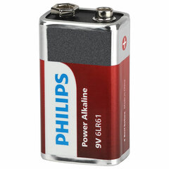 Батарейка алкалиновая 1 шт. PHILIPS Power Alkaline, Крона 9V (6LR61, 6LF22, 1604A), блистер