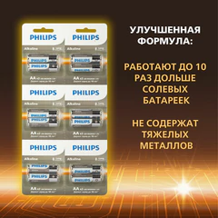 Батарейки алкалиновые КОМПЛЕКТ 2 шт. (отрывной блок) PHILIPS Entry, АА (LR6, 24А), блистер