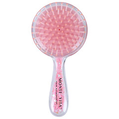Расческа для волос массажная 15&times;7 см, с блестками прозрачный/<wbr/>розовый, MONTE VITA (МОНТЕ ВИТА), 457424
