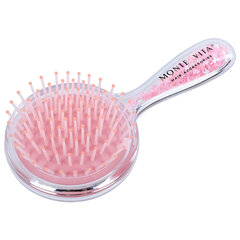 Расческа для волос массажная 15&times;7 см, с блестками прозрачный/<wbr/>розовый, MONTE VITA (МОНТЕ ВИТА), 457424