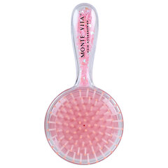 Расческа для волос массажная 15&times;7 см, с блестками прозрачный/<wbr/>розовый, MONTE VITA (МОНТЕ ВИТА), 457424