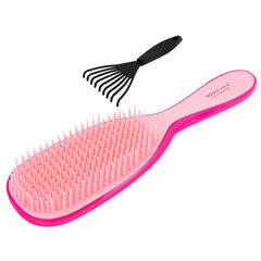 Расческа для волос массажная 22,5&times;6,5 см, розовая + щетка для чистки В ПОДАРОК, MONTE VITA (МОНТЕ ВИТА), 457428
