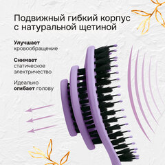 Расческа для волос массажная, 24&times;7,5 см, с натуральной щетиной + щетка для чистки В ПОДАРОК, MONTE VITA (МОНТЕ ВИТА), 457432