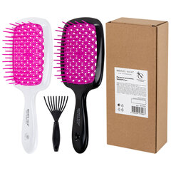 Расческа для волос массажная 20х8,5 см, НАБОР 2 шт. + щетка для чистки В ПОДАРОК, MONTE VITA (МОНТЕ ВИТА), 457434