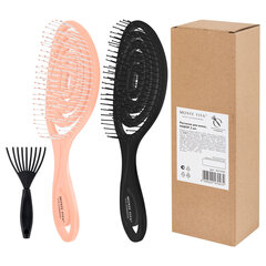 Расческа для волос массажная 22х7 см, НАБОР 2 шт. + щетка для чистки В ПОДАРОК, MONTE VITA (МОНТЕ ВИТА), 457435