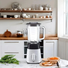 Блендер стационарный BQ (БИ-КЬЮ) SB1008, 1000 Вт, 2 скорости, чаша 1,5 л, пластик, черный/<wbr/>белый