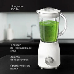 Блендер стационарный BQ (БИ-КЬЮ) SB1009, 750 Вт, 2 скорости, чаша 1,2 л, пластик, белый