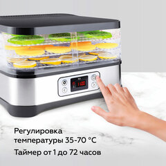Сушилка для овощей BQ (БИ-КЬЮ) FD1001, объём 10 л, 250 Вт, 5 поддонов, электронное управление, стальная