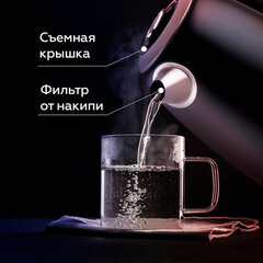Чайник BQ (БИ-КЬЮ) KT1724SW, 1,7 л, 2200 Вт, закрытый нагревательный элемент, ТЕРМОРЕГУЛЯТОР, черный