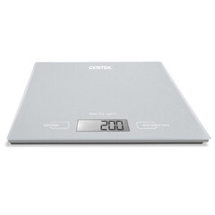 Весы кухонные CENTEK CT-2462 SILVER, электронный дисплей, max вес 5 кг, тарокомпенсация, стекло