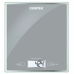 Весы кухонные CENTEK CT-2462 SILVER, электронный дисплей, max вес 5 кг, тарокомпенсация, стекло