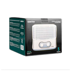 Сушилка для овощей CENTEK CT-1659, объём 5 л, 270 Вт, 5 поддонов, механическое управление, белая