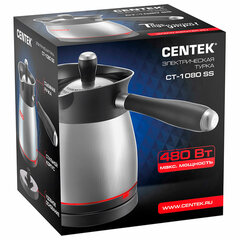 Турка электрическая CENTEK CT-1080, 0,5 л, 480 Вт, механическое управление, с крышкой, стальная