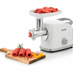 Мясорубка GORENJE MG1802SJW, 1800 Вт, производительность 2,1 кг/<wbr/>мин, 7 насадок, реверс, белый