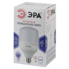 Лампа светодиодная ЭРА STD, 65 (350) Вт, цоколь Е27/<wbr/>Е40, колокол, холодный белый свет, 30000 ч., LEDT16065W6500E27