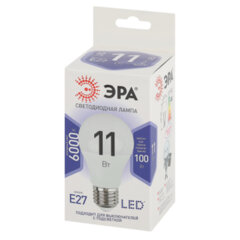 Лампа светодиодная ЭРА STD, 11 (100) Вт, цоколь E27, груша, холодный белый свет, 35000 ч., LED A60-11W-860-E27