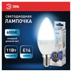 Лампа светодиодная ЭРА STD, 11 (100) Вт, цоколь E14, свеча, холодный белый свет, 35000 ч., LED B35-11W-860-E14