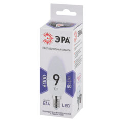 Лампа светодиодная ЭРА STD, 9 (80) Вт, цоколь E14, свеча, холодный белый свет, 35000 ч., LED B35-9W-860-E14