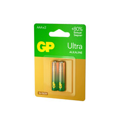 Батарейки КОМПЛЕКТ 2 шт., GP Ultra G-Tech, AAA (LR03, 24А), алкалиновые, мизинчиковые, 24AUA21-2CRSBC2